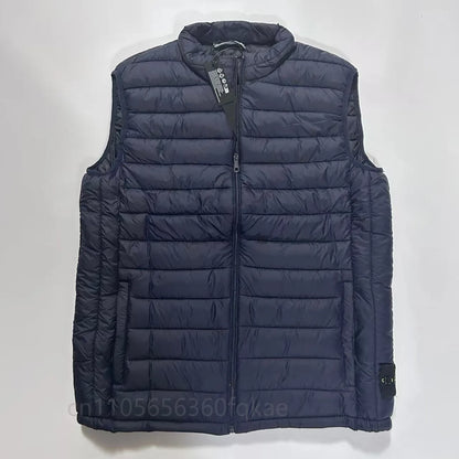Compass Patch Vest Italian Brand Style Waistcoat Stylish Men's Winter Vest Warm Windproof Sleeveless Outerwear Gilet for Outdoor