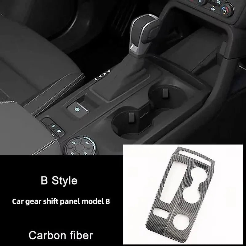 For Ford Ranger P703 T9 XL XLT Wildtrak Raptor 2023-2025 Carbon Fiber Texture Gear Shift Panel Cover Interior Trim Full Set