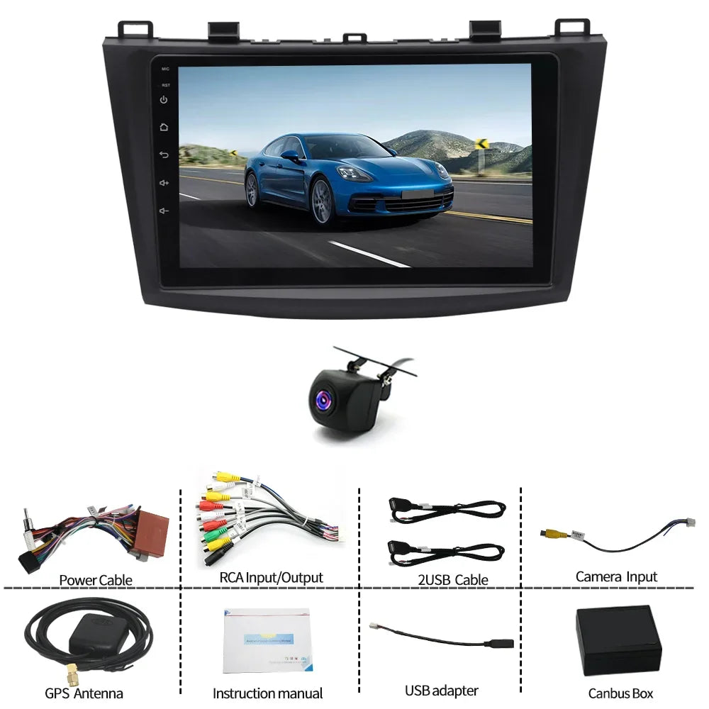 Android 15 Car Stereo GPS Navigation Head Unit for Mazda 3 BL 2009-2013 with Carplay Android Auto 9in Car 2+32G Multimedia