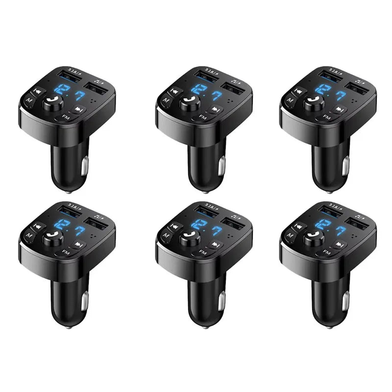 1/2/4/6pcs Bluetooth 5.0 Fm Transmitter Car Mp3 Player Wireless Hands-Free Audio Receiver Car Radio Dual USB Fast Charger