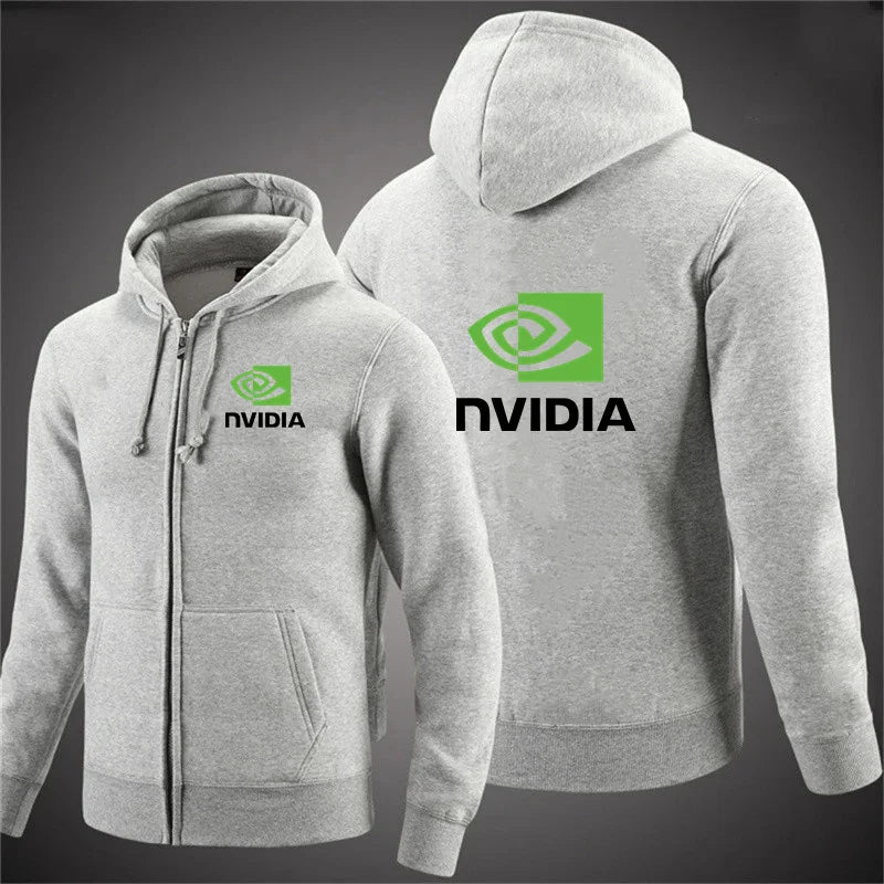 Autumn Men Nvidia Sweatshirts Long Sleeve Jacket Hoodie Zipper Closure Jacket Male Hoodies Sweatshirt Slim Fit Male Clothing