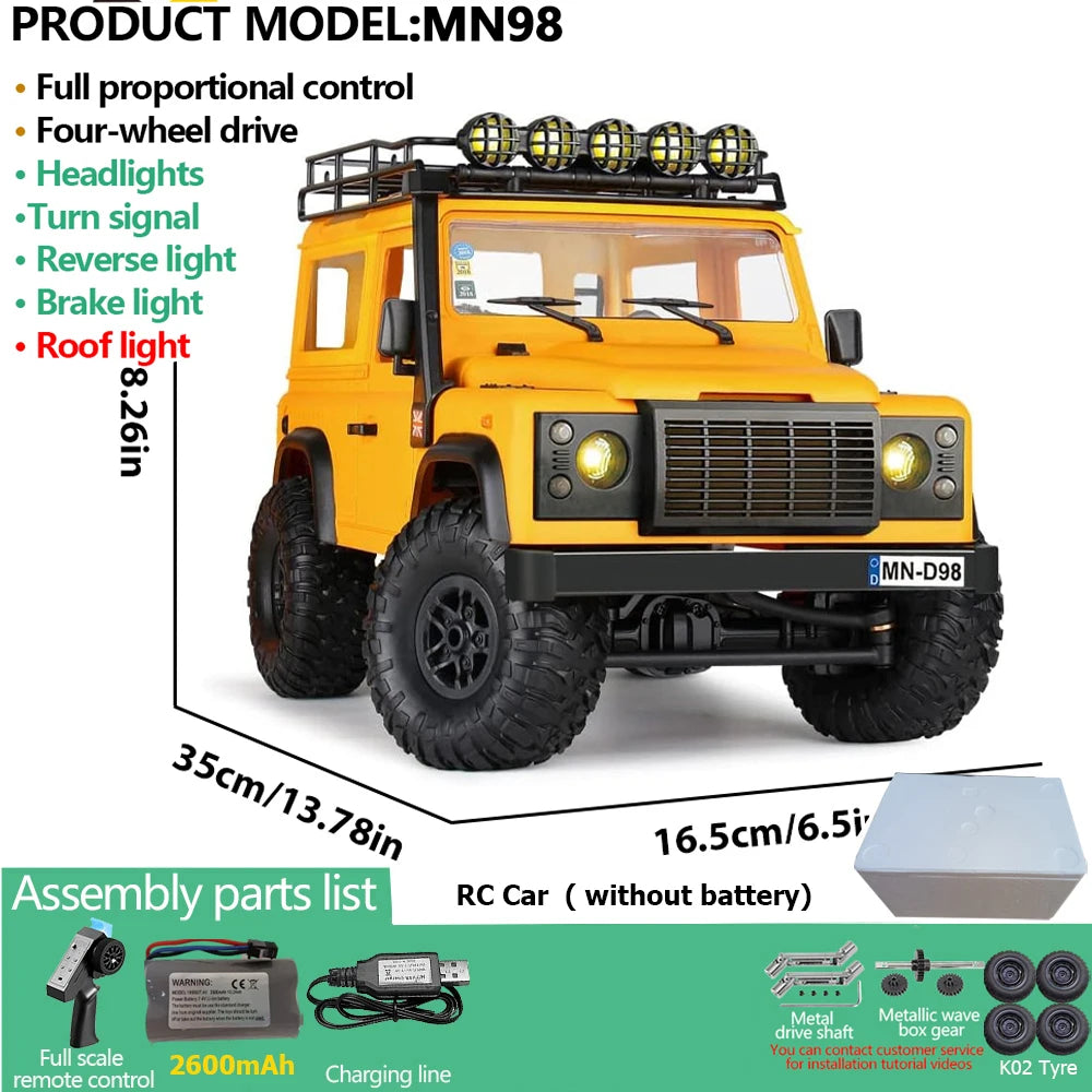 Upgrade MN99S MN98 1:12 RC Car MN Model RTR 2.4G Remote Control Car Climbing Defender 4WD RC Truck Off-road RC Toys As Kids Gift