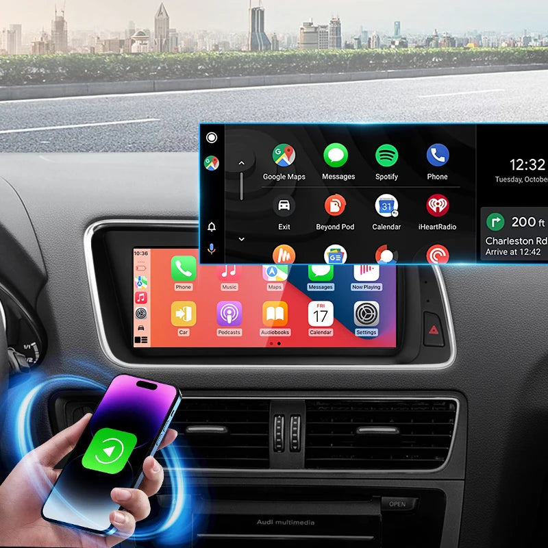 STWEI Qualcomm Snapdragon 680 6225 2.4GHz Wireless CarPlay Android13 Auto For AUDI Q5 Car Multiledia Players Video GPS Bluetooth