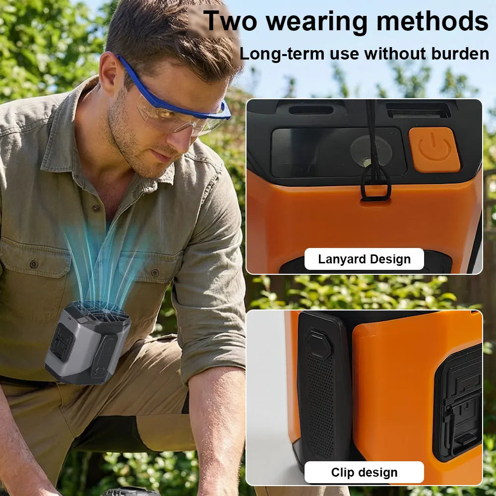 10000mAh Waist Fan Wearable Waist Fan 5 Speeds & Light 40H Hands-Free Cooling for Outdoor Jobsite Travel Long range for outdoor