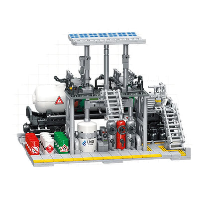 City Street View Building Blocks Natural Gas Storage Center Laboratory Transport Station 3 In 1 Assembly Model Bricks Adult Gift