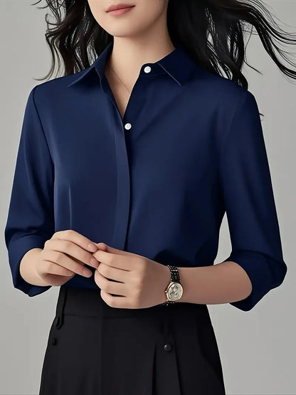 Elegant  Long-Sleeve Blouse for Women - Professional & Stylish Office Wear