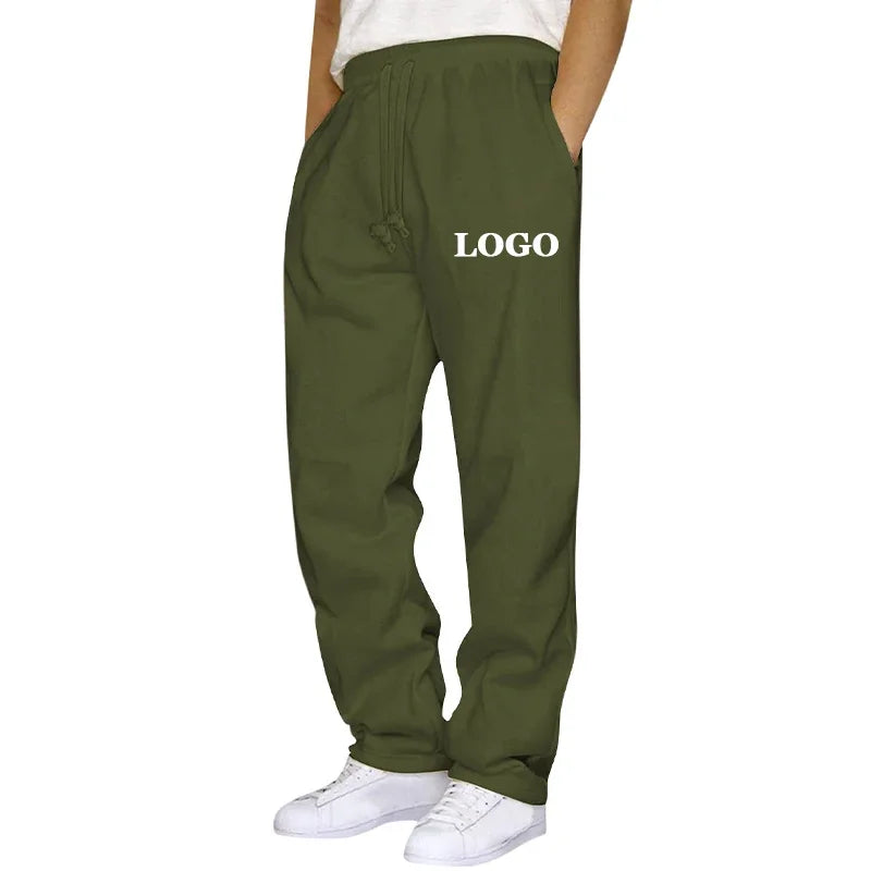 Customized Straight Leg Sweatpants Men Autumn Winter Personality Printed Thicken Jogger Pants Pocket Trousers Streetwear S - 5XL