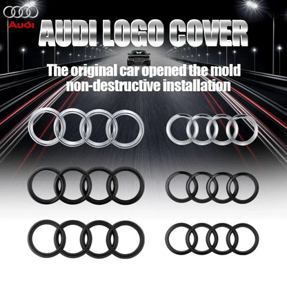 Black Silver ABS 4 Ring Car Hood Bonnet Front Grill Trunk Rear Emblem Logo Badge Sticker For Audi A3 A4 A5 A6 A7 TT Q2 Q3 Q5 Q8