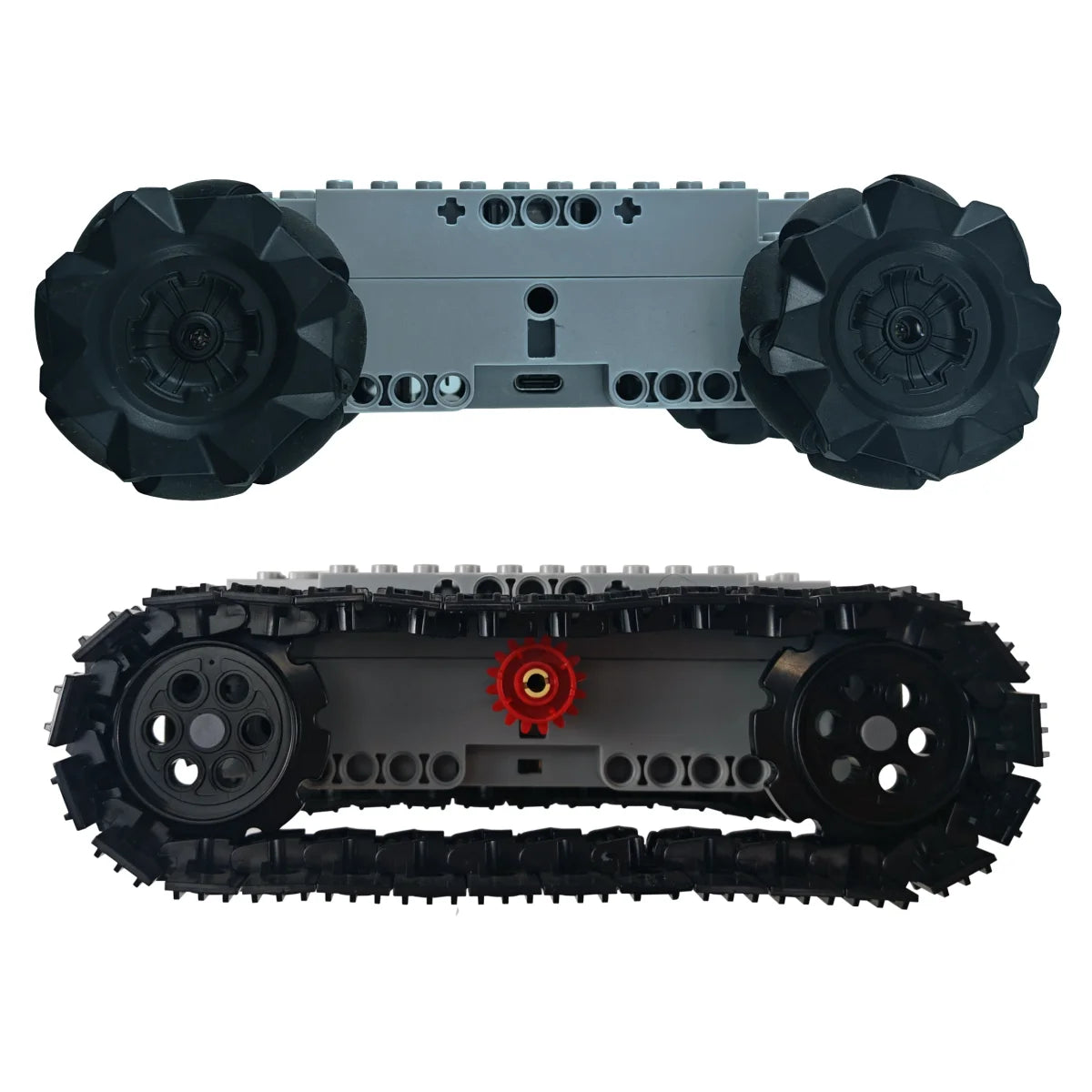 2IN1 Universal Technical Building Block Chassis Electric Omnidirectional Mecanum Wheels 4WD RC Vehicle Crawler Tank Excavator