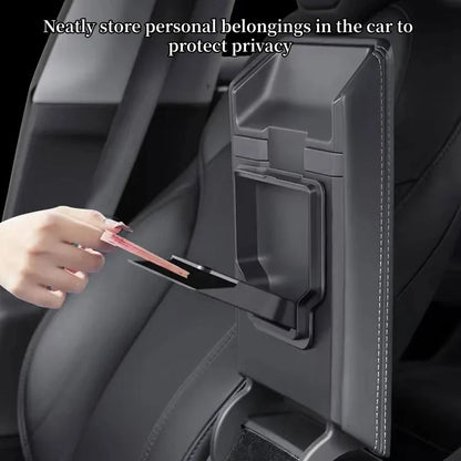 For Tesla Model 3/Y/YL 2024-2026 Hidden Storage Center Console Armrest Front And Rear Flocking Layered Grid Organized Container