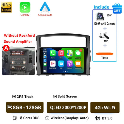 Android 16 QLED Car Radio For Mitsubishi Pajero 4 V80 V90 2006-2024 Autoradio Multimedia Player GPS For Carplay Android Auto bt