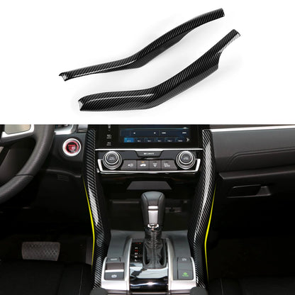 For Honda Civic 10th Gen (2016 -2021) Interior Accessories, Car Center Console Gear Shift Panel , Carbon Fiber ABS Trim Sticker