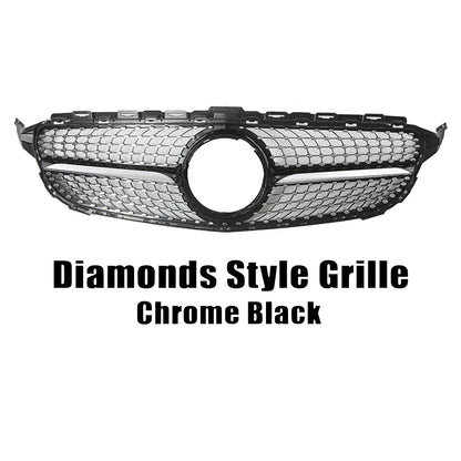 XVIP GTR Style Front Racing Grille For Mercedes Benz C-Class W205 2015-2018 C180 C200 C300 Chrome Diamonds Style Bumper Grilles