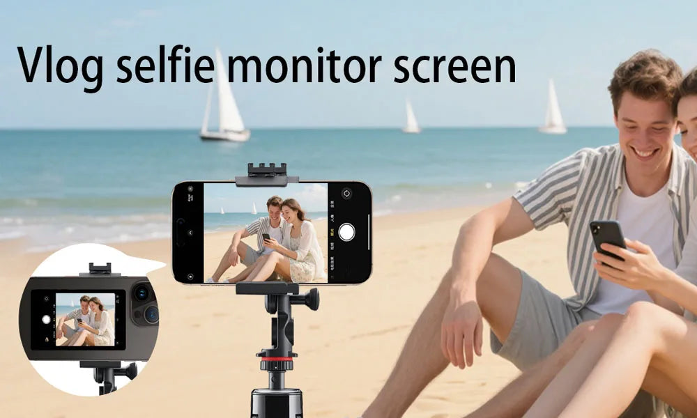 Magnetic Phone Vlog Selfie Monitor Screen, Wireless Back Camera Monitor for Live Streaming & Video Recording, iPhone & Android