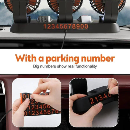 360° Adjustable Car Fan with 1/2/3 Heads Electric Air Circulator USB/12V/24V Silent Fan for Home Desk Office Car RV Truck