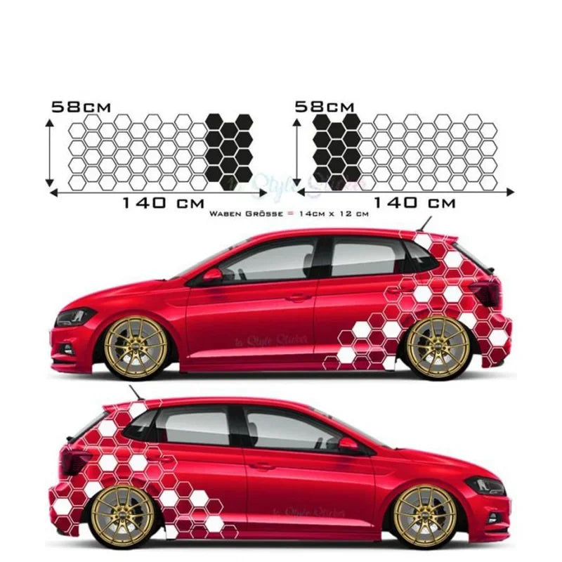 Honeycomb Side Door Back Sticker Fender Car Sticker Universal Hexagon Design Vinyl Stickers Decal Ade Kit