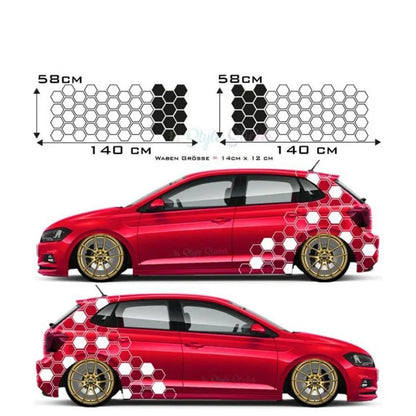 Honeycomb Side Door Back Sticker Fender Car Sticker Universal Hexagon Design Vinyl Stickers Decal Ade Kit