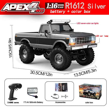 1:16 4WD Rc Car Full Scale Off-Road 2.4G Remote Control Cars With LED Monster Trucks Race Cars Model Toys For Kids Adult Gifts