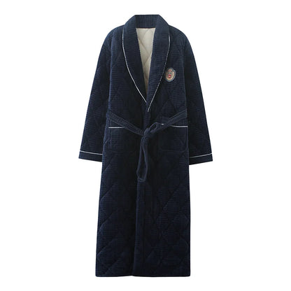 Winter Men Bath Robe 3 Layer Clip Cotton Bathrobe Male Dressing Gown Pijamas Hombre