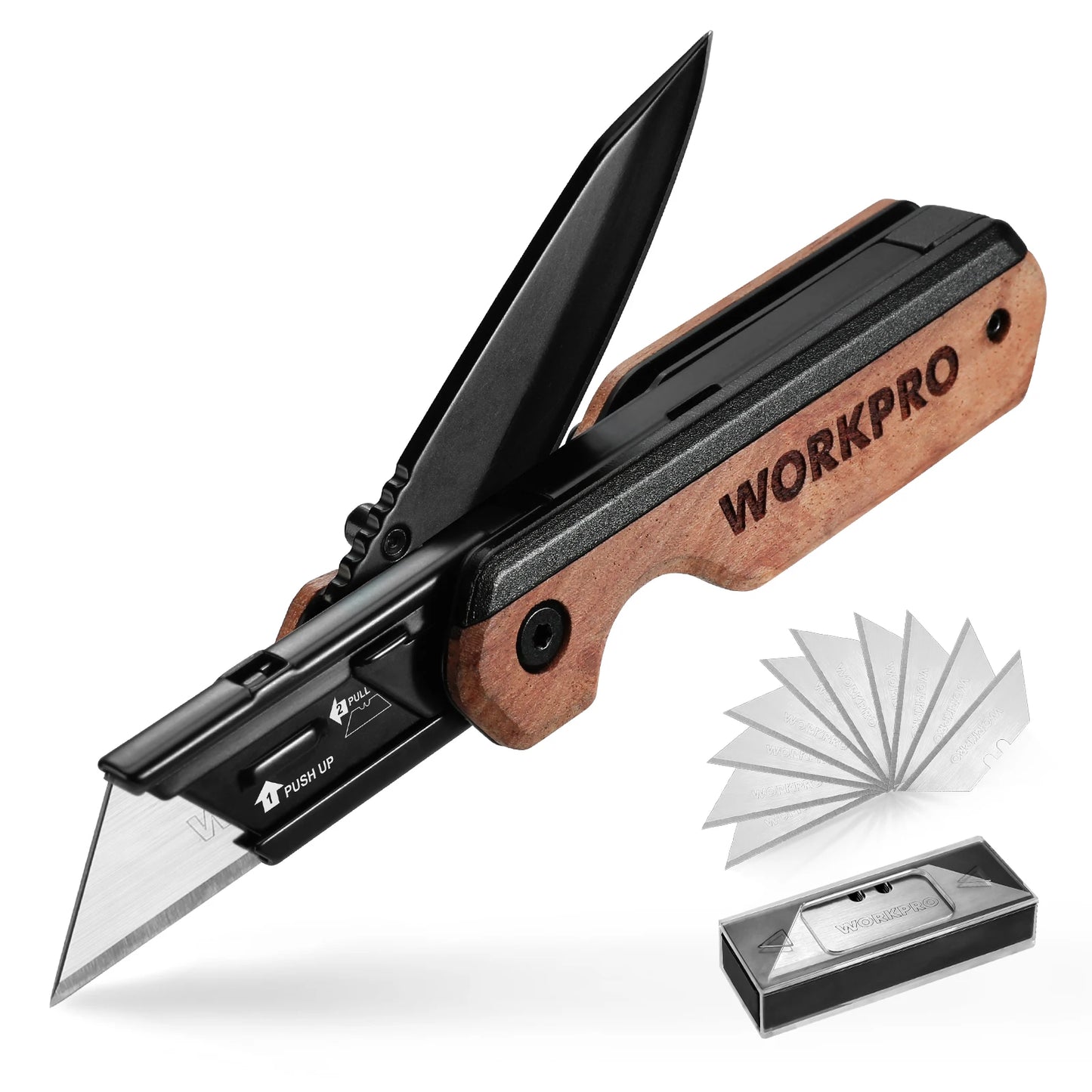 WORKPRO Multifunction Folding Knife Portable Pocket Knife Electrician Utility Knife With 10PC Blades Paper Cutter DIY Hand Tools