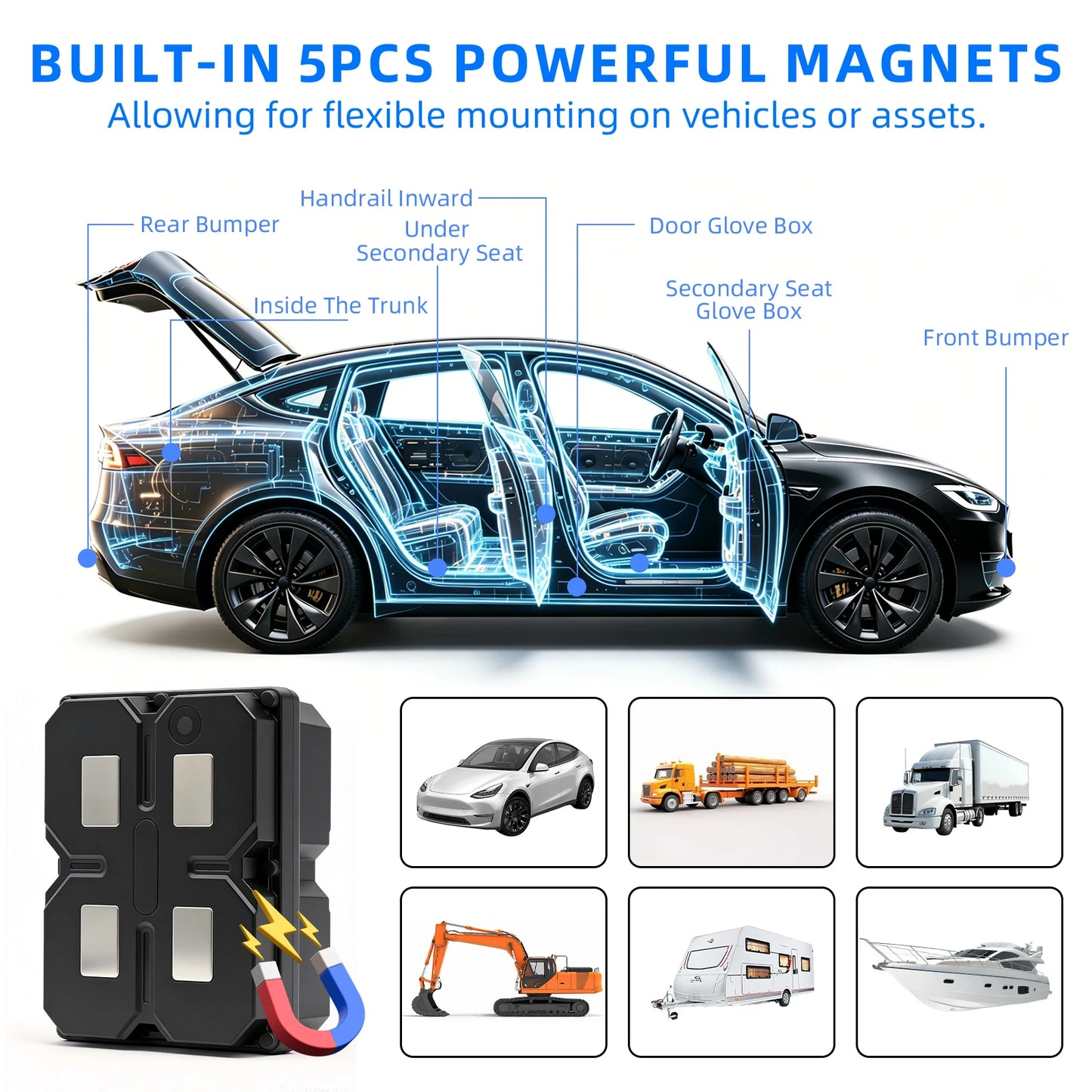 4G GPS Tracker Car Tracker Magnet 7500mAh GPS Tracker 4G GPS Locator Waterproof Vehicle  Long Standby Battery Real Time Position