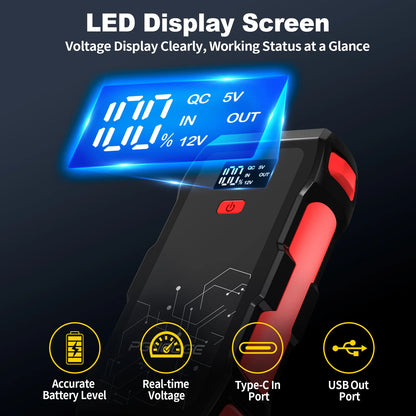 6000A Car Jump Starter, 26800mAh Battery Power Pack for All Gas and 10L Diesel Engines, Portable Emergency Kit for Road Trips