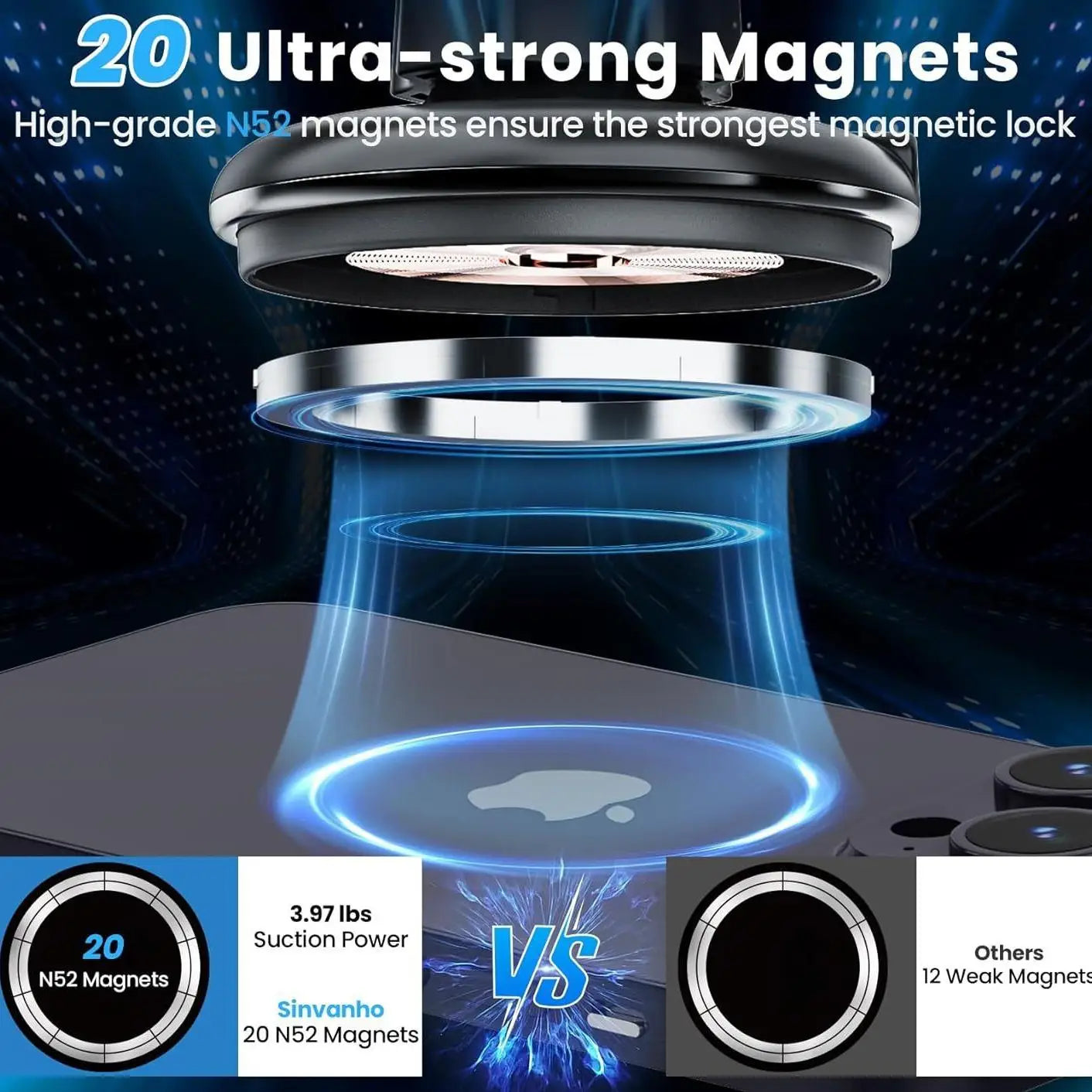 New Car Phone Holder Multifunctional Car Cup Holder Suction Mobile Phone Navigation Holder Magnetic Wireless Charger