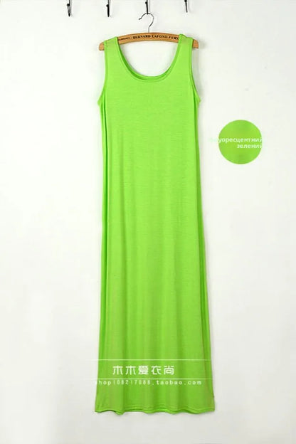 Spring Summer 2026 Women's Modal Long Sleeveless Dress Beachwear Base Layer Vest Skirt Large Size Korean Style Commute