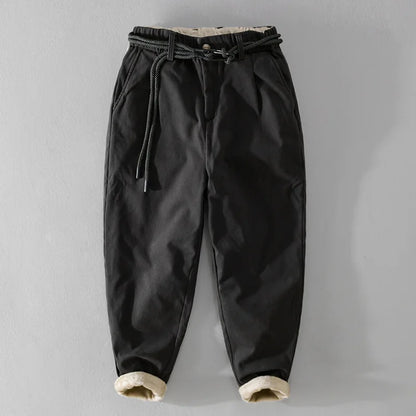 Winter New Cargo Velvet Pants for Men Clothing Cotton Thicked Keep Warm Simple Daily Trousers F7628