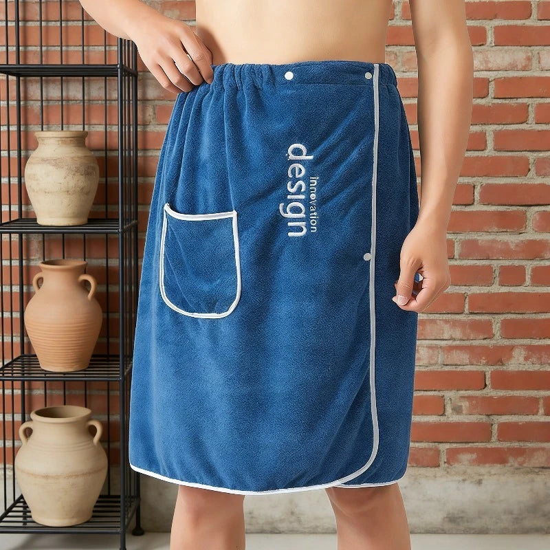 Winter Hot Spring Hotel Travel Yukata Wearable Coral Velvet Bathrobe for Men Water Absorbing Skirt Embroidered