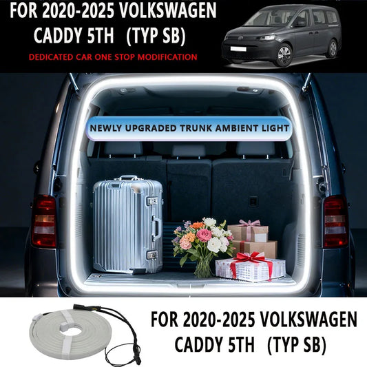 For 2020-2025 Volkswagen Caddy 5TH Rear Trunk LED Light Bar Strips Trunk Interior Decorative Lamp Strip Luggage Atmosphere Light