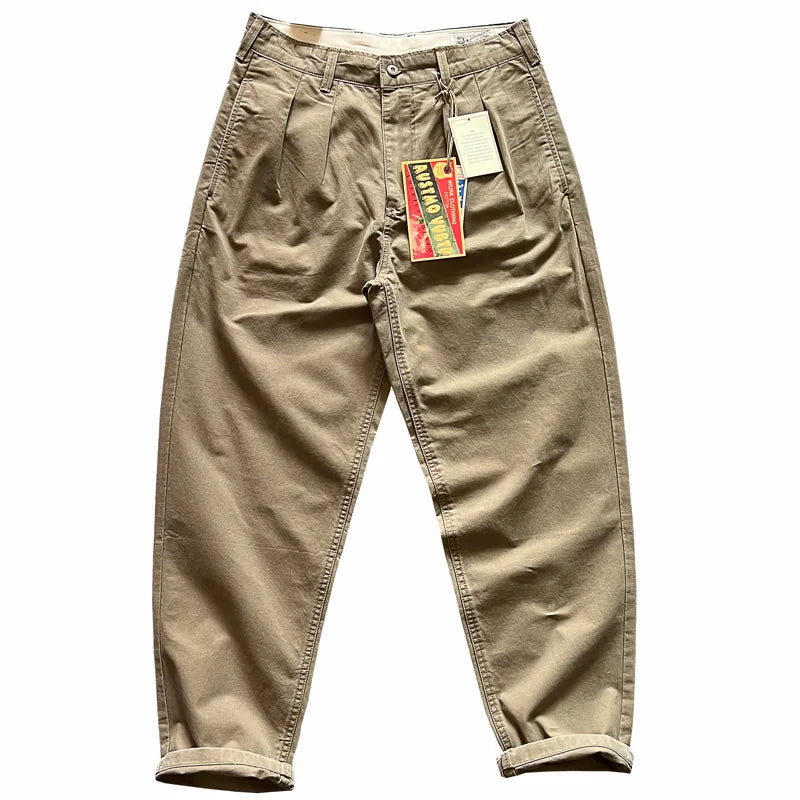 Heavyweight Canvas Thick Pure Cotton Work Trousers Black  Loose Micro Cone Straight Leg Spring Autumn Basic  Color Ca...