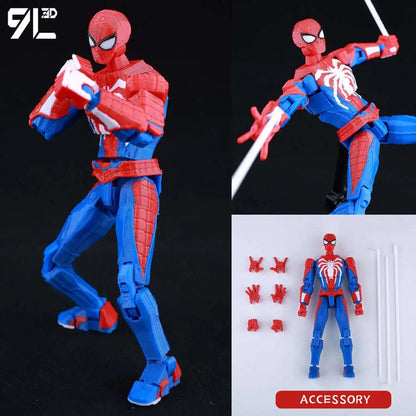 9L3D Printed Lucky Dummy 13 Spider-Man 3D Printed Action Figure, Multi-Jointed Poseable Anime Model, Collectible Gift for Fans