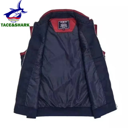 TACE&SHARK Brand Winter Sleeveless Shark Vest Tank Casual Waistcoat Men's Vest Jacket Male Slim Coat Vest Homme Top