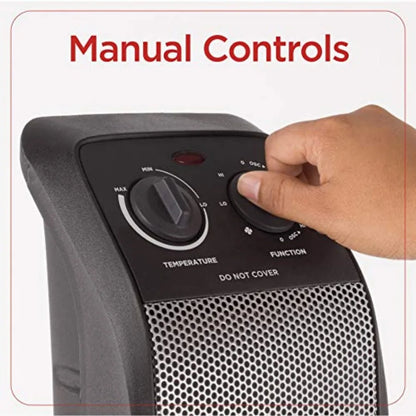 Oscillating Ceramic Tower Heater, 1500W Space Heater and Fan Combo with Adjustable Thermostat, 3 Settings, For Home and Office,