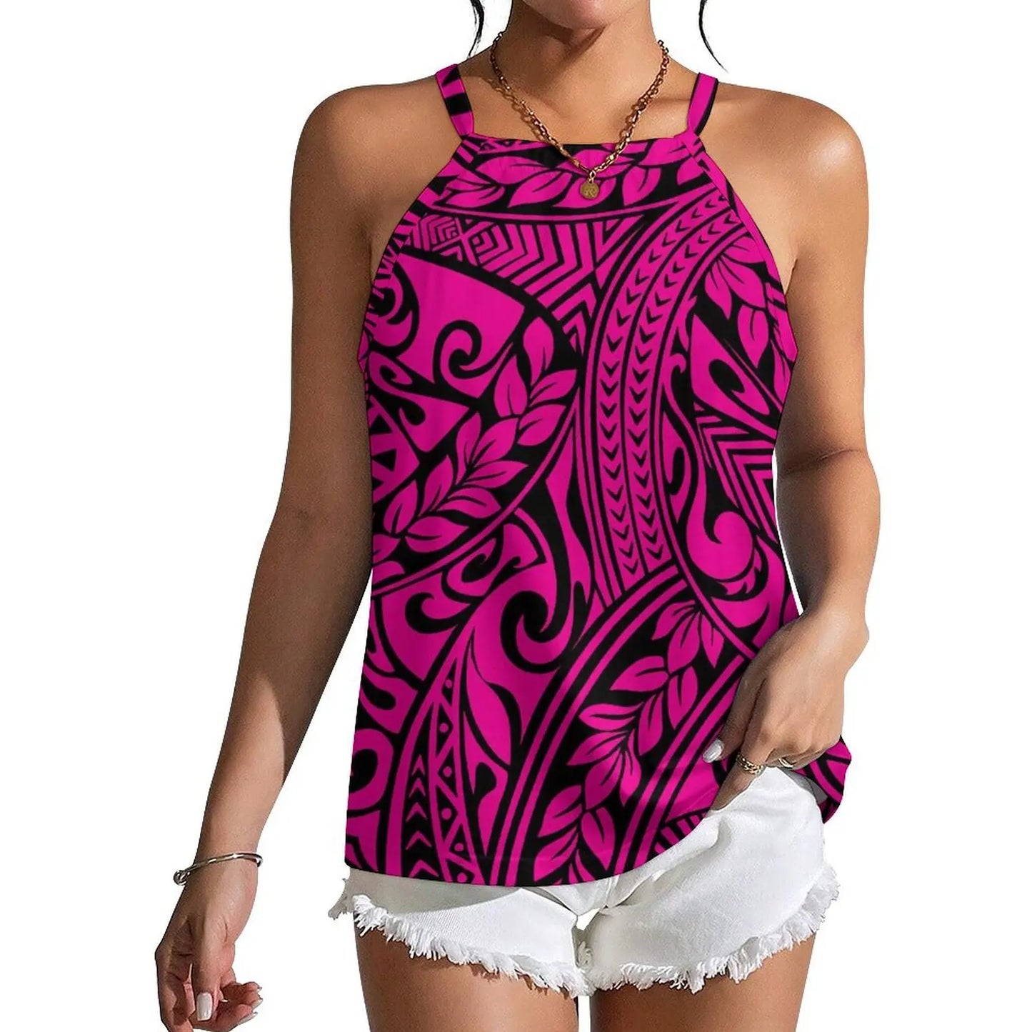 Polynesian Tribal Fashion Women New Design Retro Print Custom Sexy Sleeveless Strappy Vest New Not Pick People