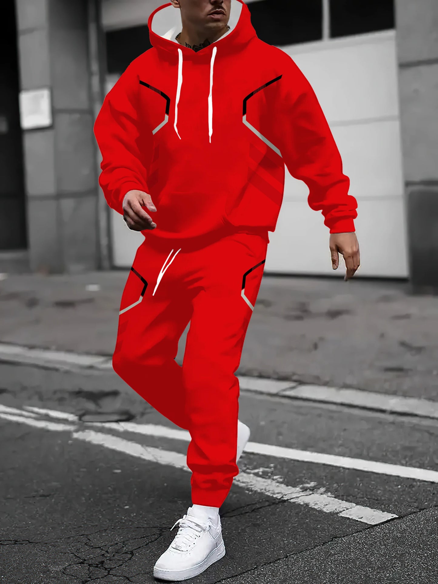 The new men's hoodie set for Spring and Autumn 2025 features a casual fashionable soft and comfortable 3D pattern print