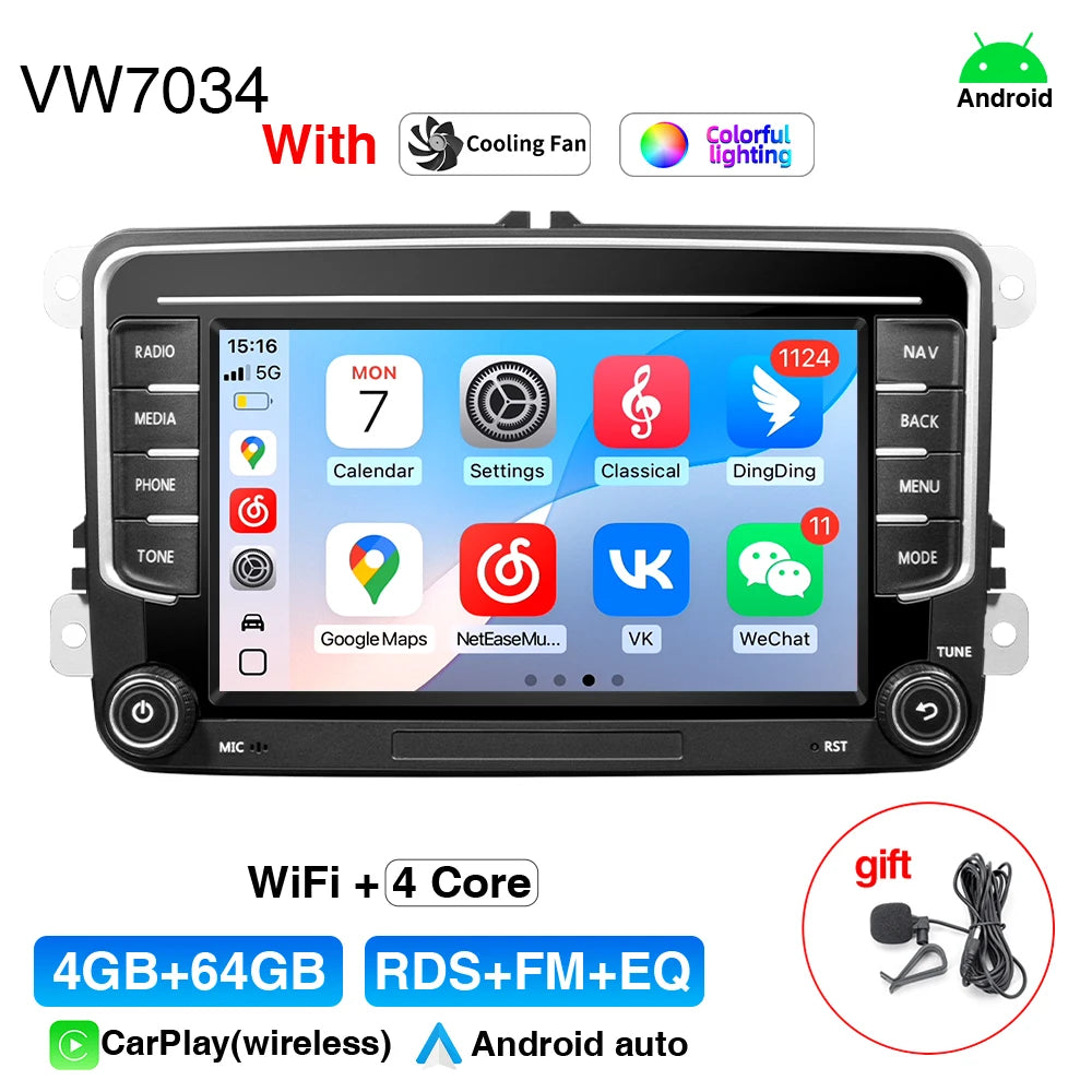 GRANDnavi Android13 Car Radio GPS For VW Volkswagen Skoda Octavia Golf 5 6 Touran Passat B6 Polo Jetta 2Din Multimedia Player