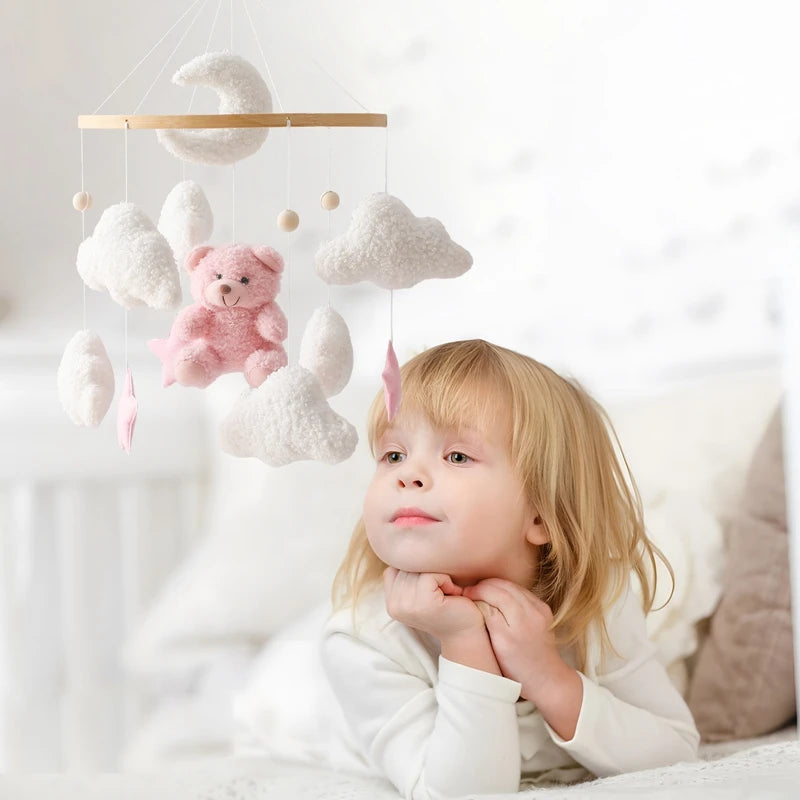 Baby Crib Mobile Rattle Toy 0-12Months Infant Soft Felt mobile Teddy Bear Bed Bell Hanging Toy Holder Bracket Crib Toy Gift