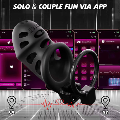 SENSIVO APP Control Vibrating Chastity Cage Cock Cage Devices with 10 Vibrations Penis Bondage Lock BDSM Adult Sex Toys for Men