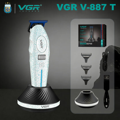 VGR Hair Clippers Professional Rechargeable Right Taper Trimmer 9000RPM Blue Ceramic Blade Hair Clippers For man V-887 V-887T