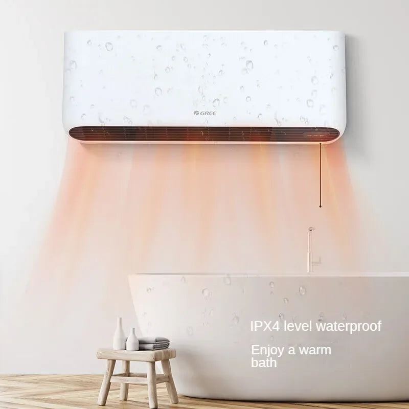GREE Electric Heater Wall-mounted IPX4 Waterproof Dual-use Bathroom Small Household Heater 220V