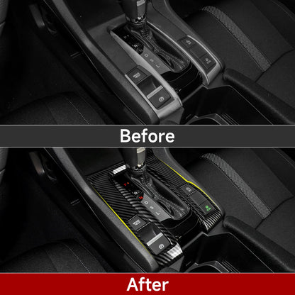 For Honda Civic 10th Gen (2016 -2021) Interior Accessories, Car Center Console Gear Shift Panel , Carbon Fiber ABS Trim Sticker