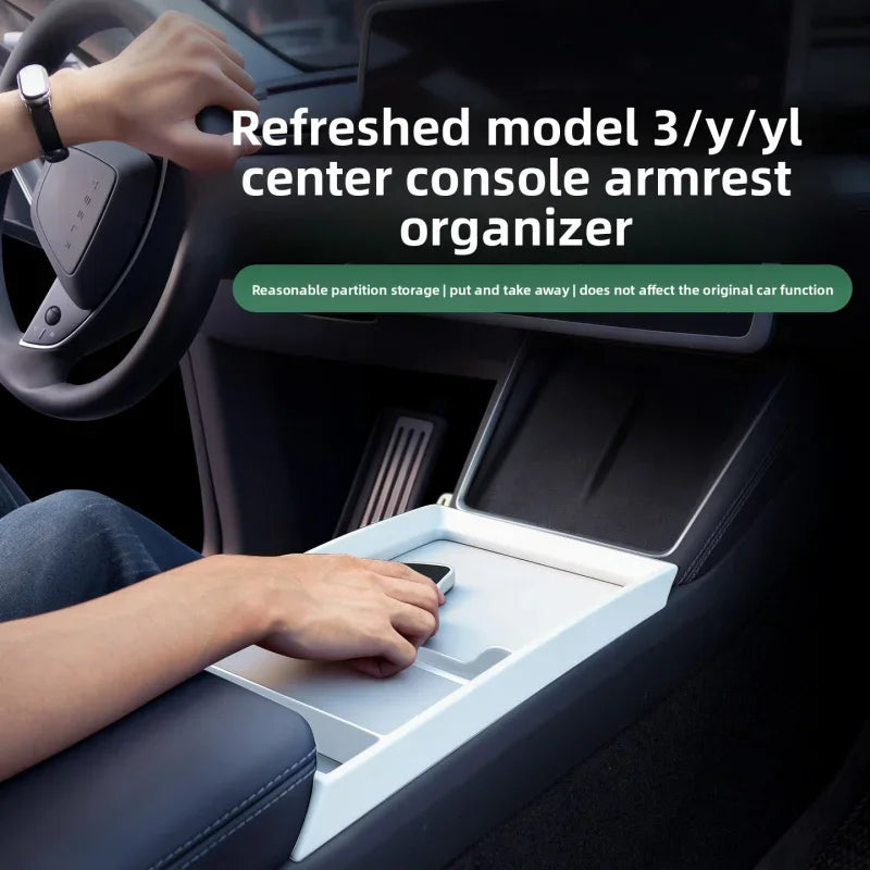 For Tesla Model 3/Y/YL Highland Juniper 2026 Center Armrest Storage Box Tray Console Organizer Box Accessories