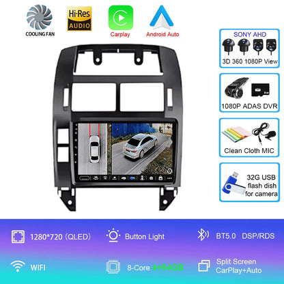 For Volkswagen VW Polo MK4 6Q 9N 9N3 2004- 2009 Car Radio Android 16 Auto Multimedia Video Player GPS Carplay QLED Screen Stereo