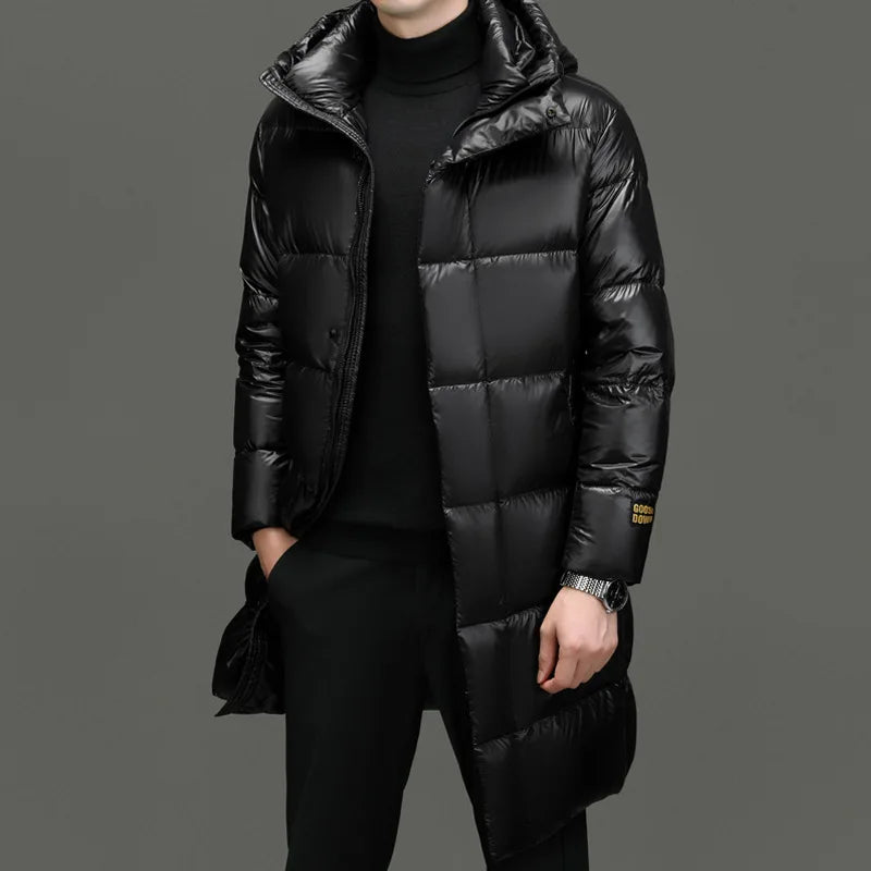 QYLVAWOY 90% Goose Down Jacket Man Winter Thickened Parkas Hooded Puffer Coats Warm Light Weight Down Jackets casaco masculino