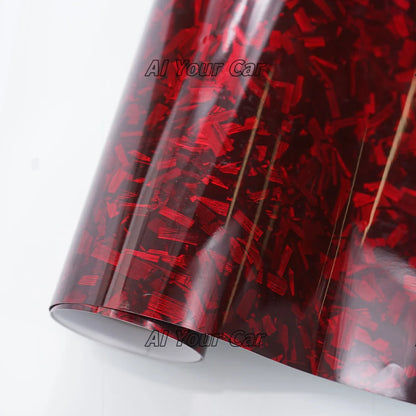 Glossy Carbon Fiber Red Film Car Body Film Vinyl Wrap Air-release Forged Carbon Fiber Red Self Adhesive Stickers Car Accessories