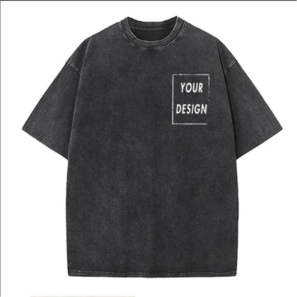 Men's and Women's Cotton Washed T-Shirt Custom Printed T-Shirt 230G Top DIY Your Favorite Pattern or Logo Fashionable Custom Top