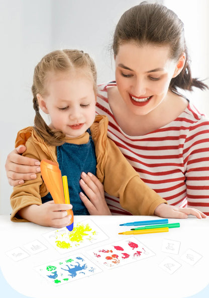 Electric Watercolor Spray Pen Children Hand-painted Color Paintbrush Washable 12 Color Spray Pen Toys for Kids Drawing Toy Gift