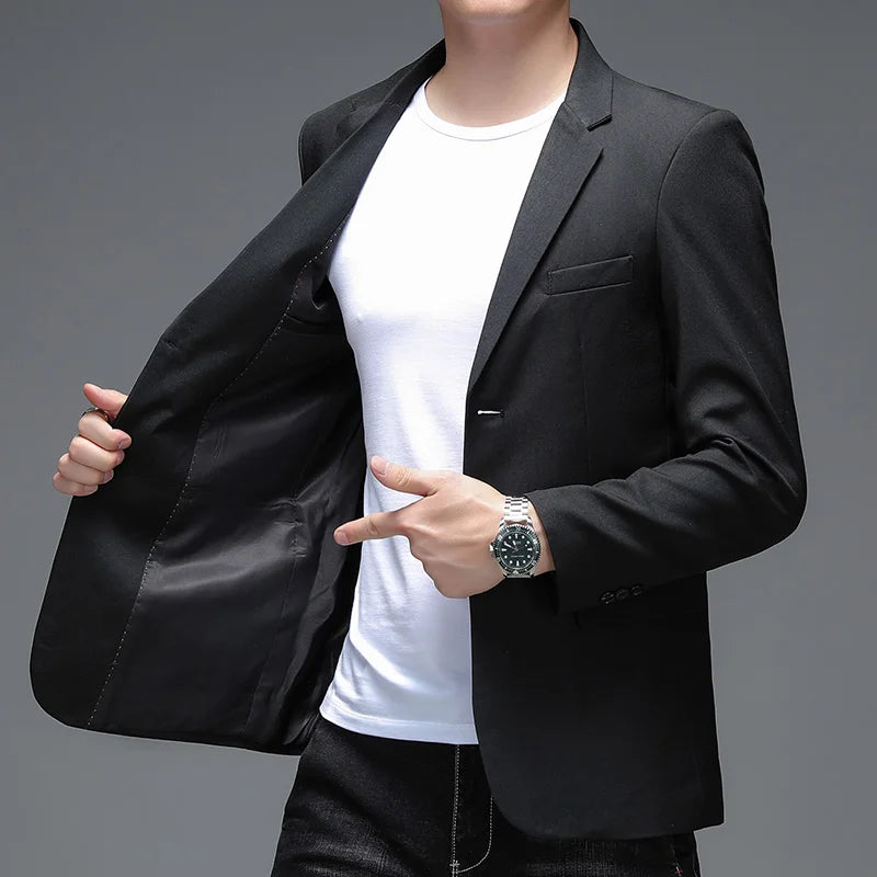 Spring Autumn Top Casual Suit Men's Wool Small Suit Middle-aged Young Korean Version Single West Jacket Autumn Men's Top